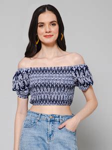 Ambiv Casual Printed Women Blue Top - Buy Ambiv Casual Printed Women ...