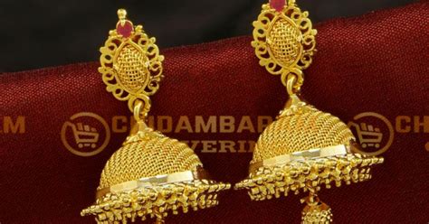 Buy Traditional South Indian Net Type Ruby Stone Umbrella Jhumkas Buy ...