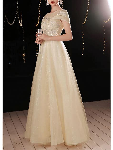 A-Line Beautiful Back Elegant Prom Formal Evening Dress Jewel Neck ...