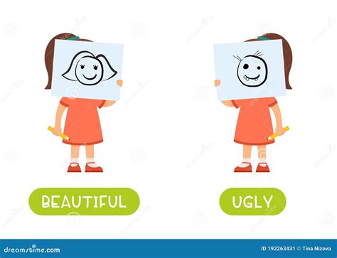 In And Out Antonyms Word Card Flat Vector Template. Flashcard For ...