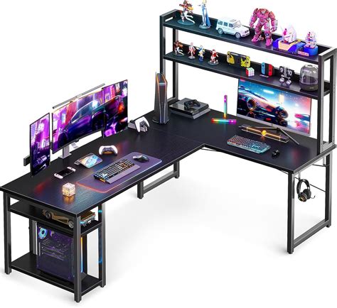 ODK L Shaped Gaming Desk with Hutch, Computer Desk with Storage Shelves ...