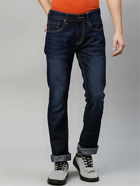 Buy High Star Men Blue Jean Slim Fit Low Distress Light Fade ...