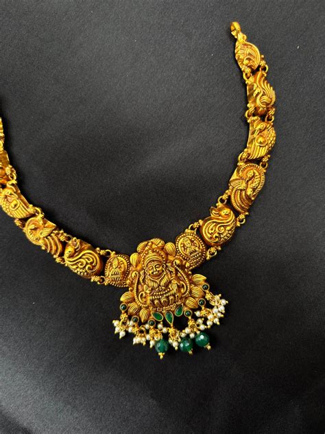 Gold Plated Silver temple jewellery necklace set – Shrinika 925 Premium ...