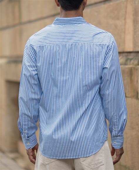 Blue Cotton Striped Buttondown Shirt – Powerlook