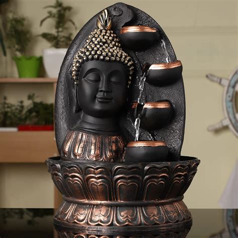 Swadeshi Decors PolyResin Tabletop Meditating Buddha Water Fountain ...