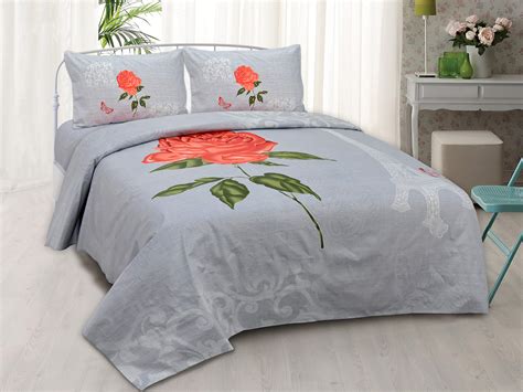 Kuber Industries Rose Design Twill Satin Weave 200 TC Double Bedsheet ...