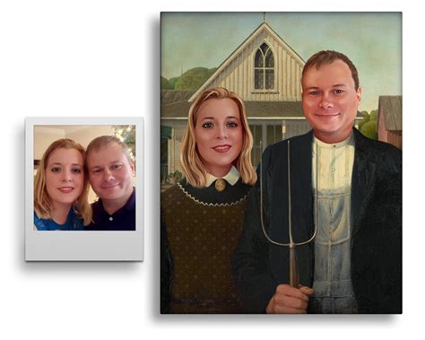 Personalized American Gothic Painting - Farmer and Wife Painting - Pixels Photo Art