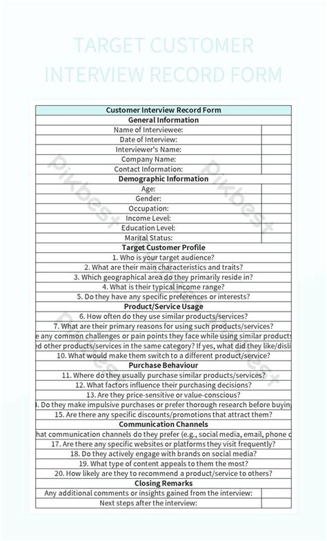 Customer Interview Worksheet 的图像结果