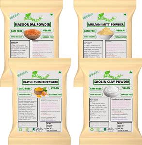 Activeland Pure Kasturi Haldi, Multani Mitti, Masoor Dal & Kaolin Clay ...