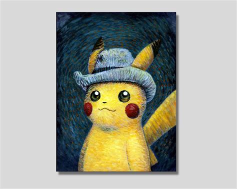 Pikachu Van Gogh Canvas Wall Art, Pikachu Van Gogh Poster, Pikachu Van ...