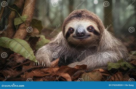 A Beautiful Photograph of the Pygmy Three-toed Sloth Stock Illustration ...