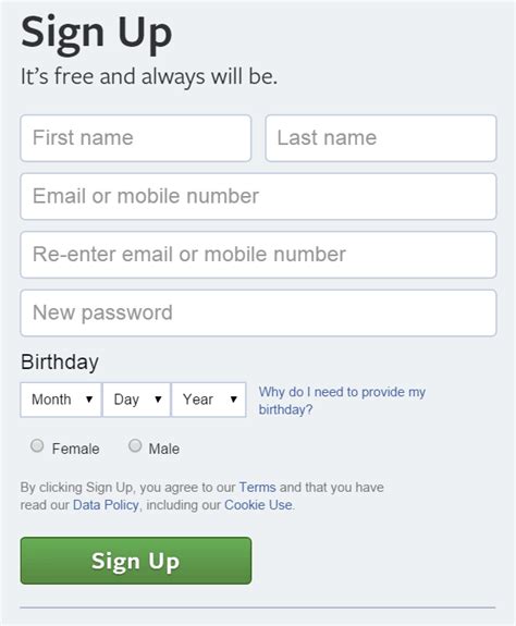 Image result for Facebook Sign Up Code