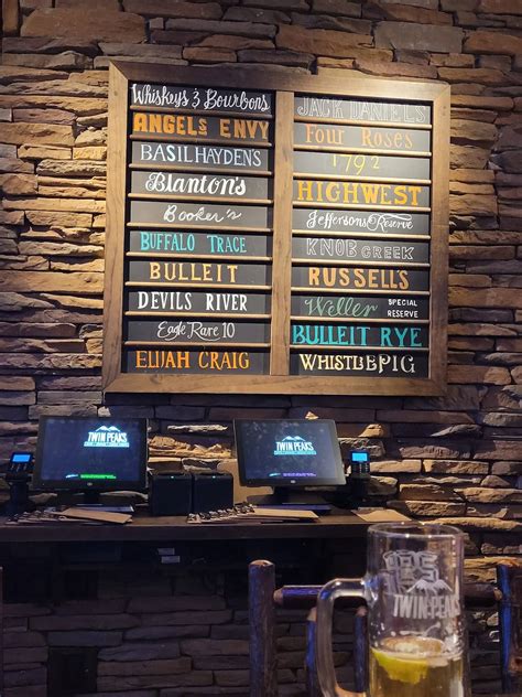 Menu at Twin Peaks pub & bar, Bryan