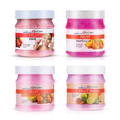 Buy GEMBLUE BioCare Fruit Scrub + Gel + Cream + Mask Pack of 4 Online ...