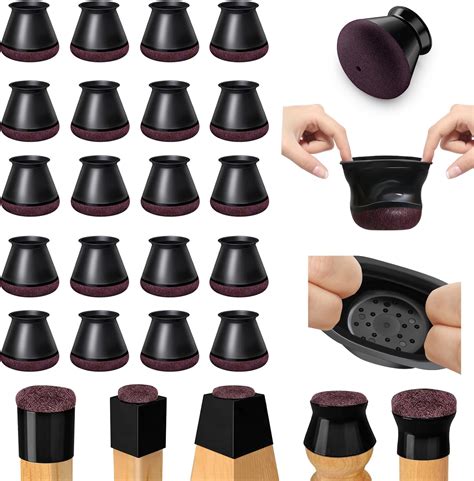 360° Felt Wrapped- 24PCS Extra Small Chair Leg Floor Protectors ...