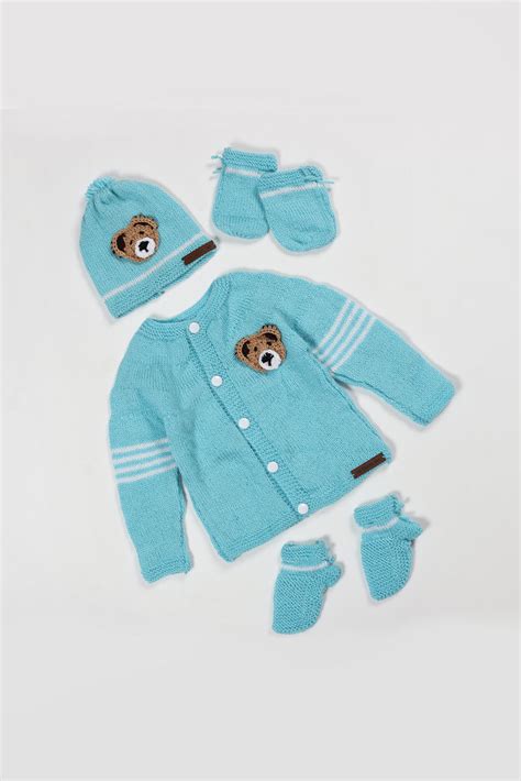 Beary Cute Sweater Set- Light Blue – The Original Knit