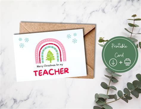 Teacher Christmas Card, Printable Christmas Card, Holiday Card, Teacher ...