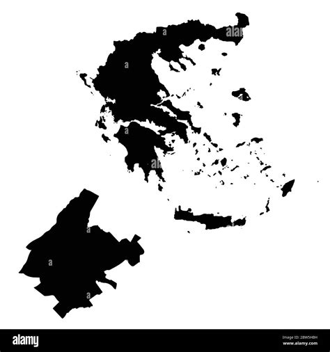 Vector map Greece and Athens. Country and capital. Isolated vector Illustration. Black on White ...