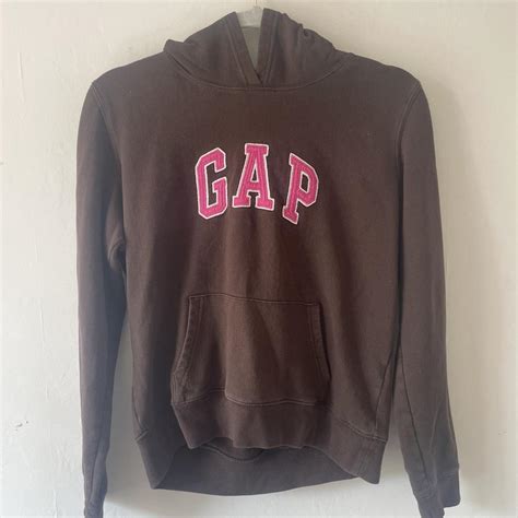 Brown and pink GAP hoodie, size S (will fit size... - Depop