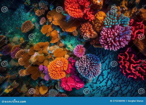 A Group of Different Colored Corals on a Reef. AI Generative Image ...