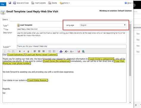 Tip – Email Templates for Multi-Language Enabled Organization – SidnCRM