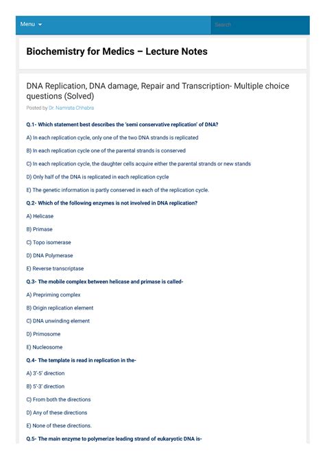 Image result for DNA Replication Multiple Choice Questions