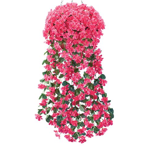 Collections Etc Artificial Floral Hanging Bushes - Set of 2 - 15.750 x ...