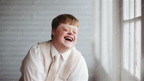 Premium Photo | Young man with Down syndrome is captured in a touching ...