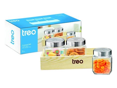 Treo Cuwood Storage Jar with Wooden Tray | Set of 3 Pcs – Rasoi Shop