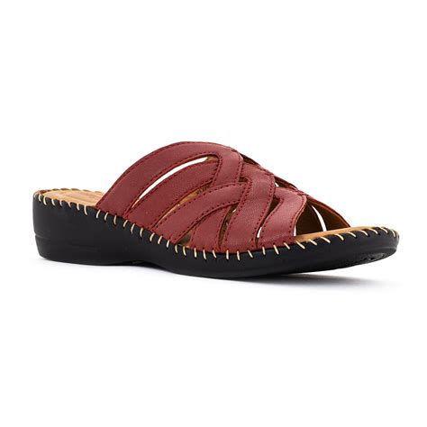 Softouch Khadim's Leather Wedge Heel Mule Slip On Sandal for Women (Red ...