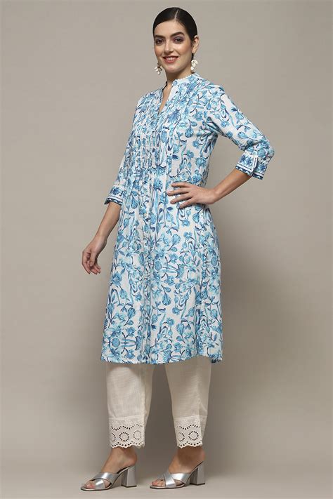 White Cotton Straight Kurta at Biba India