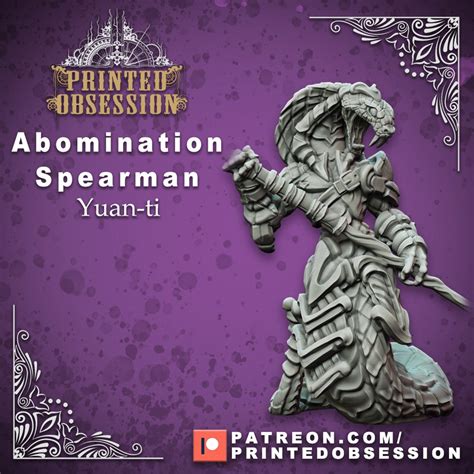 Yuan-ti Abomination Spearman Miniature for Dungeons and Dragons - Etsy