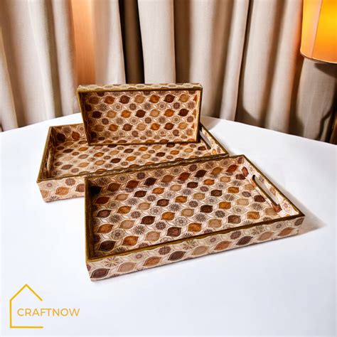 Premium Wooden Serving Tray Set of 3 – CRAFTNOW