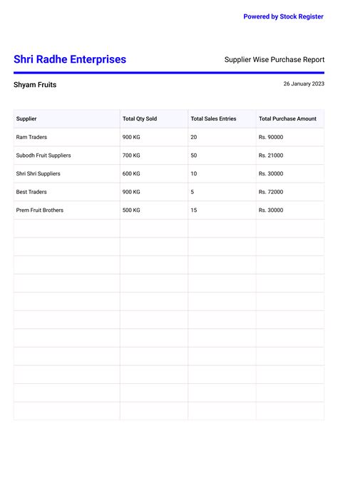 Purchase Report Format | Daily Purchase Report for Small Business