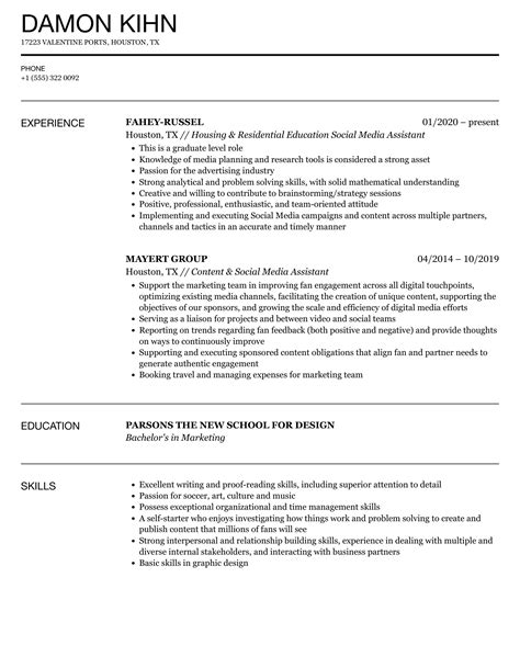 Social Media Assistant Entry Level at Lachlan Ricardo blog