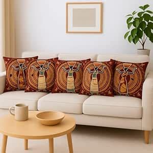 Buy FABANE Jute Cushion Cover 20x20 Inch – Set of 5 Decorative Throw ...