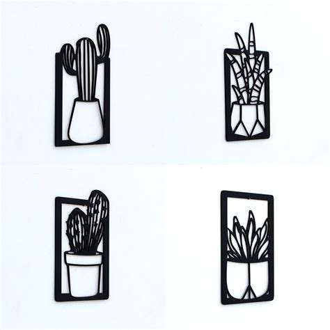 Craftter Set of 4 MDF Wooden Planters Decorative Wooden Wall Art Panel ...