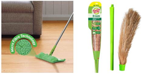 Scotch-Brite No-Dust Fiber Broom (Multi-Purpose, Green) & Microfiber ...