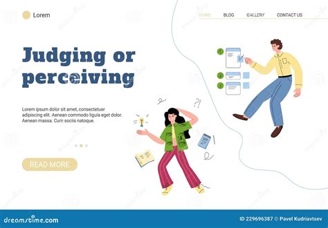 Website of Judging or Perceiving MBTI Kind of Personality, Vector ...