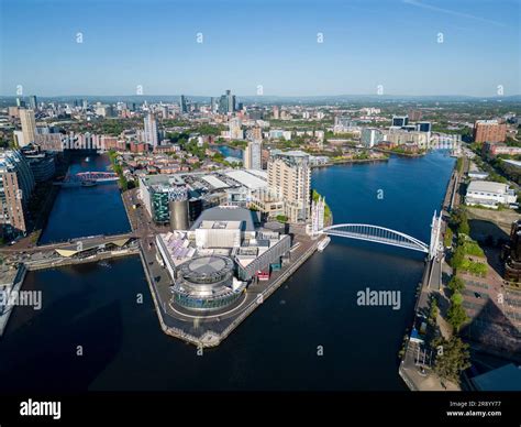 The Lowry Centre at Salford Quays with Manchester in background ...
