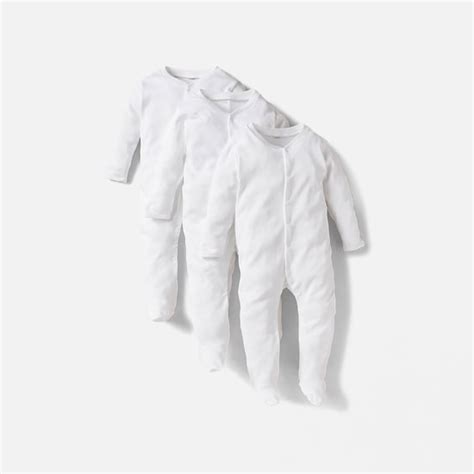 Solid Sleepsuit with Long Sleeves - Set of 3