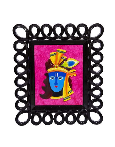 Naman Krishna Wall Hanging with mayur pankh / kanha scenery with glass ...