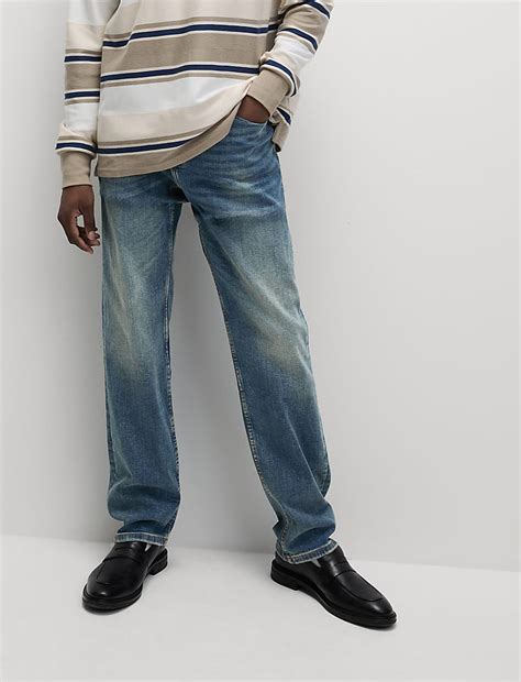 Buy Straight Fit Vintage Wash Stretch Jeans at Marks & Spencer