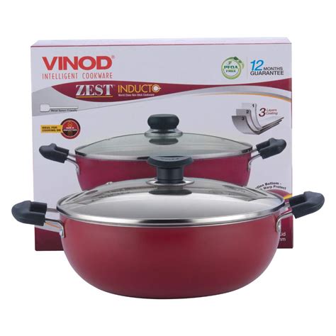 Vinod Cookware Zest Non-Stick Induction Friendly Deep Kadai with Lid ...