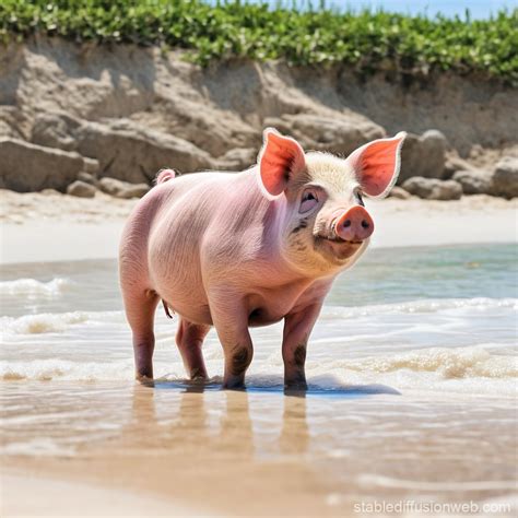 Pig in Beach Scene | Stable Diffusion Online