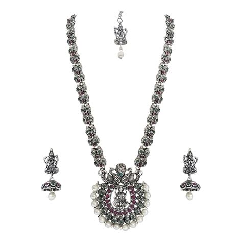 MATUSHRI ART Temple Jewelry of German Oxidised Silver Plated Jewellery ...
