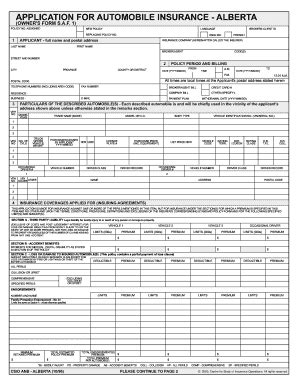 Csio Alberta Application For Automobile Insurance - Fill and Sign ...