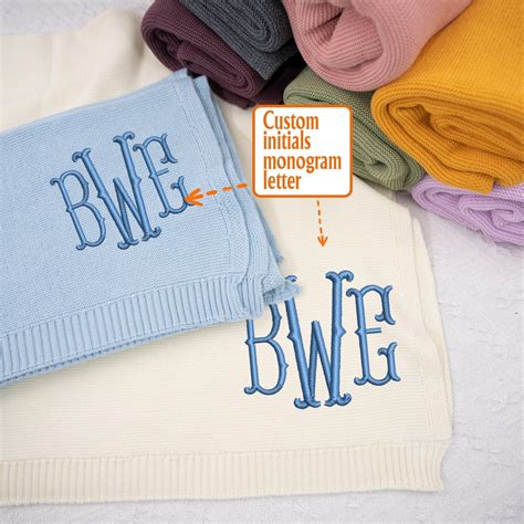 Personalized Initials Monogram Embroidery Baby Blankets, Custom ...