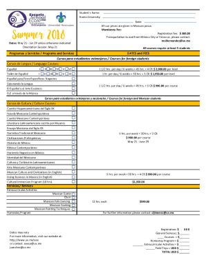 Fillable Online Summer Tuition and Fee Schedule - Student Accounts ...