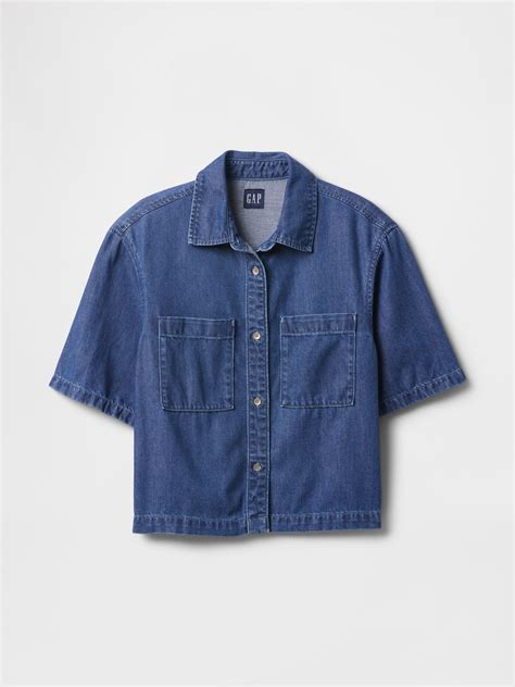 UltraSoft Cropped Denim Shirt | Gap